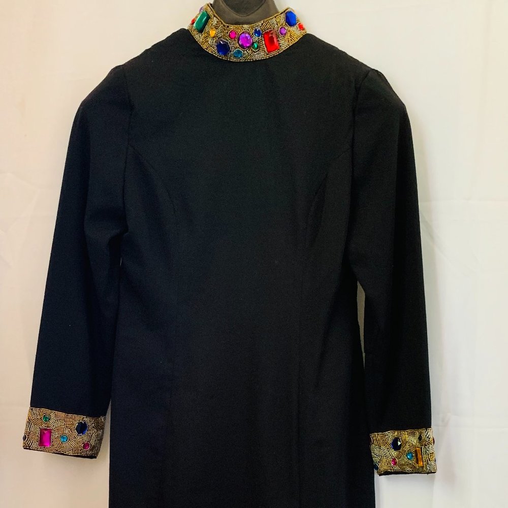 80's Vintage Hand Beaded Bouillabaisse Deborah Black Dress